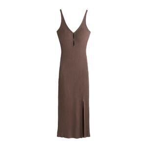 Abercrombie & Fitch Brown Ribbed Midi Dress